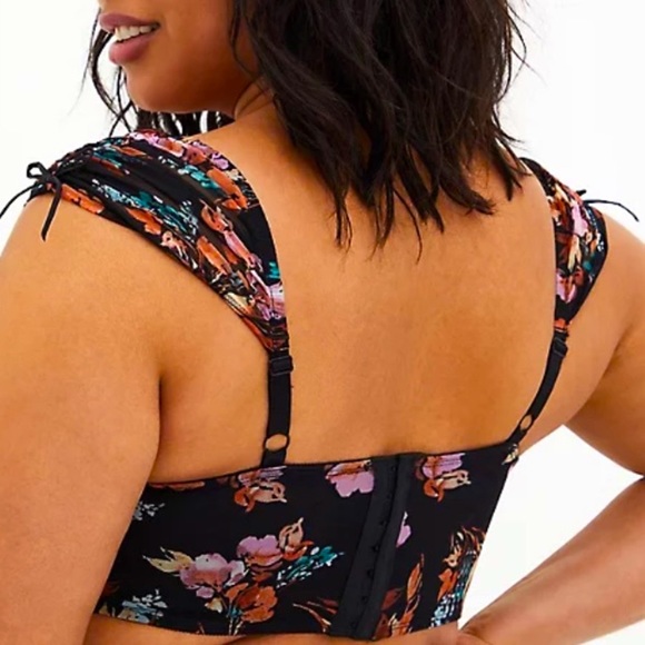 Torrid Floral Mesh Drawstring Bralette, Sizes 1X, 2X - Picture 4 of 6